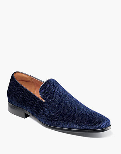 Postino Plain Toe Velvet Slip On in Navy for $140.00 dollars.