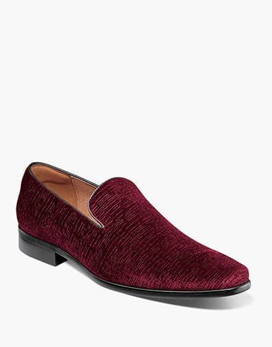 Postino Plain Toe Velvet Slip On in Burgundy for $140.00 dollars.