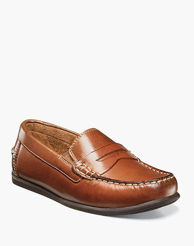 Jasper Jr. Boys Moc Toe Penny Driver in Saddle Tan for $90.00 dollars.