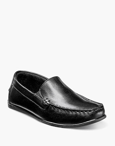 The featured product is the Jasper Jr. Moc Toe Venetian Loafer in Black.