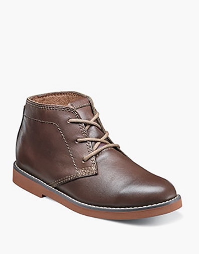 Bucktown Jr. Boys Plain Toe Chukka Boot in Brown Smooth for $85.00 dollars.