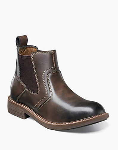 Studio Jr. Boys Plain Toe Gore Boot in Brown for $90.00 dollars.