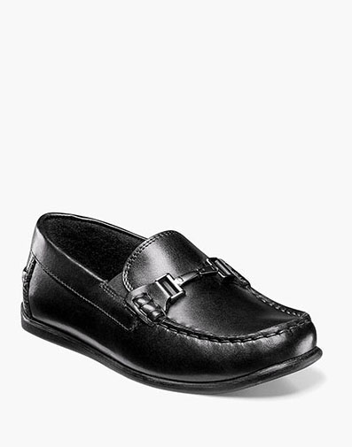 The featured product is the Jasper Jr. Moc Toe Bit Loafer in Black.