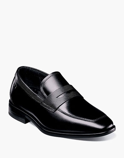 Postino Jr. Boys Moc Toe Penny Loafer in Black for $80.00 dollars.