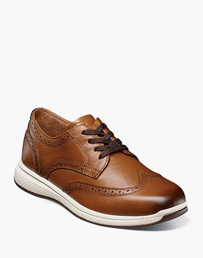 Great Lakes Jr. Boys Wingtip Oxford in Cognac for $95.00 dollars.