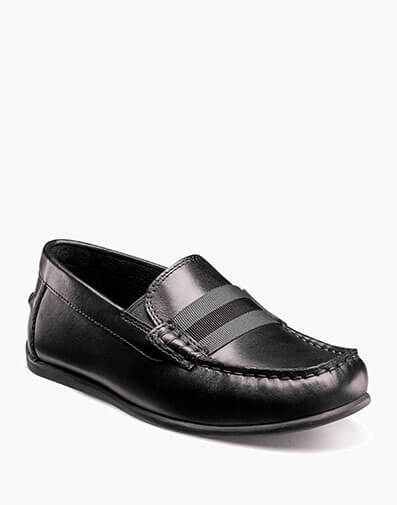 Jasper Jr. Boys Moc Toe Strap Loafer in Black for $90.00 dollars.