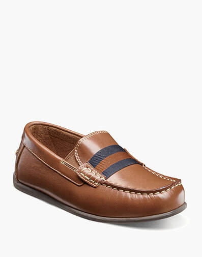 Jasper Jr. Boys Moc Toe Strap Loafer in Saddle Tan for $90.00 dollars.