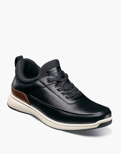 Satellite Jr. Boys Perf Elastic Lace Slip On Sneaker in Black for $90.00 dollars.