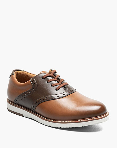 Vibe Jr. Boys Plain Toe Saddle Shoe in Cognac Multi for $90.00 dollars.