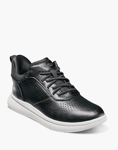 Fleet Jr. Boys Perf  Toe Elastic Lace Sneaker in Black for $90.00 dollars.