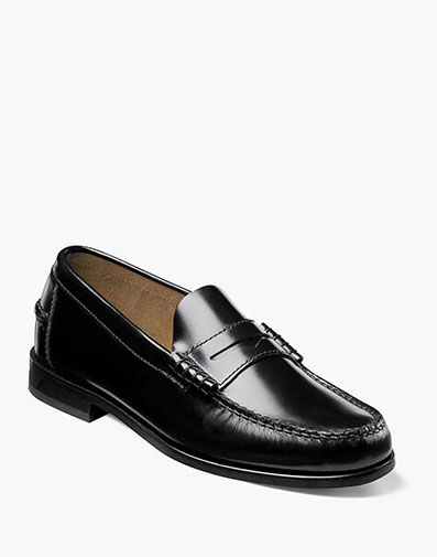 Berkley Moc Toe Penny Loafer in Black for $180.00 dollars.